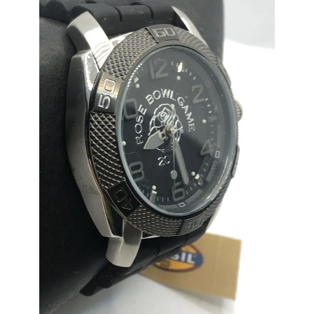 Fossil PR2003 Men's Silicone Analog Black Dial Quartz Genuine Wrist Watch OP423
